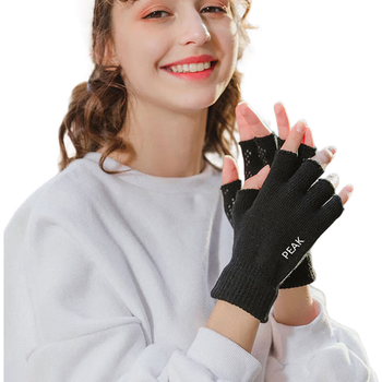 匹克手套半指男士秋冬季棉加绒加厚保暖骑车开防滑防寒骑行冬天女