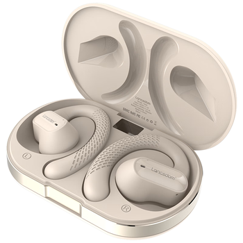 兰士顿蓝牙耳机挂耳式 骨传导概念开放不入耳 双麦降噪定向传音运动跑步骑行超长续航 TS05米黄色