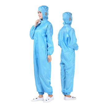 久臻【当/次日达】91013 防尘防静电服净化服洁净服 车间洁净连体防护服 蓝色 XL175