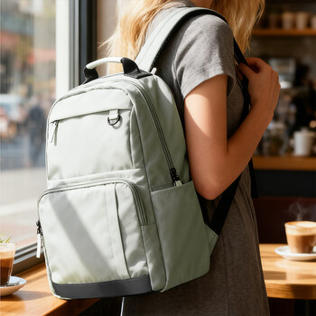 Landcase电脑包双肩包女大容量背包短途旅行包出差行李包书包男 2577浅绿