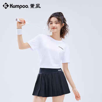薰风（KUMPOO）羽毛球服速干短袖男凉感T恤女宽松上衣休闲服K242U01113 白色 2XL