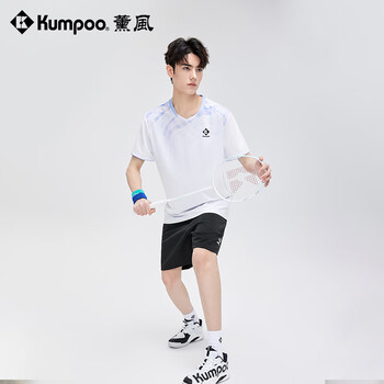薰风（KUMPOO）羽毛球服短袖赛事系列速干透气熏风比赛球服KW-4107 男款浅紫 4XL