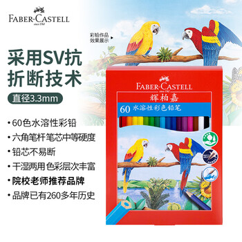 辉柏嘉（Faber-castell）水溶性彩铅笔彩色铅笔60色手绘涂色专业美术生绘画笔套装升级版美术写生画画笔