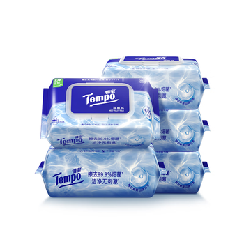 得宝（TEMPO）一博同款 纯水湿厕纸  80片*5包 深澈水感可冲散 湿纸巾 湿巾 