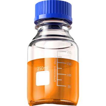 Labshark 玻璃试剂瓶丝口瓶耐高温螺盖样品瓶实验室密封瓶 100mL蓝盖棕色1个