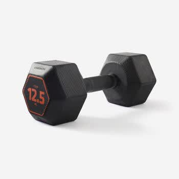 迪卡侬（DECATHLON）健身家用六角哑铃黑色12.5公斤-4132396