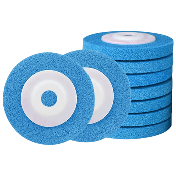 金信不锈钢抛光片尼龙纤维片直径100*16mm磨光机打磨片角磨机金属铜铝打磨抛光划痕修复不锈钢用蓝色(10片)