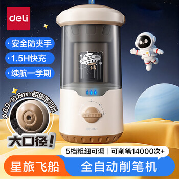 得力（deli）大口径全自动电动削笔机素描削笔器卷笔刀转笔刀削笔刀削加粗杆大三角铅笔学生儿童生日礼物男女孩