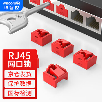维智控网口锁 网口封堵器 网口防尘塞网线口堵头塞子可拆卸封口塞 内嵌/红色（10个+1把工具） 2-3SNQ
