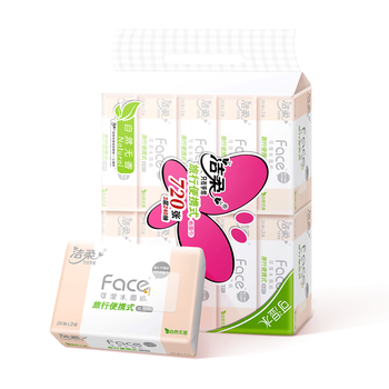 洁柔抽纸 粉Face3层24抽*10包 小方巾 手帕纸 纸巾便携小包旅行装
