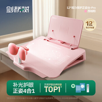 剑桥树12°坐读写坐姿矫正器儿童写字姿势纠正器小学生学习写作业防低头防驼背补灯款开学礼物 西柚粉