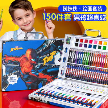 迪士尼（Disney）儿童绘画套装美术水彩笔画笔套装礼盒画画套装开学礼物 蜘蛛侠A60020-A1X女孩生日礼物