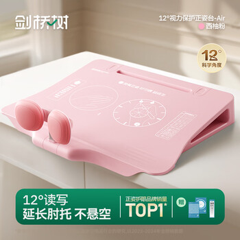 剑桥树12°坐读写坐姿矫正器儿童写字姿势纠正小学生写作业防低头护眼防驼背桌面款 西柚粉