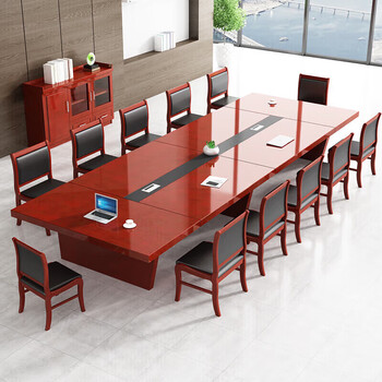 圣黎会议桌贴木皮油漆会议桌办公室洽谈培训桌 3*1.4米会议桌