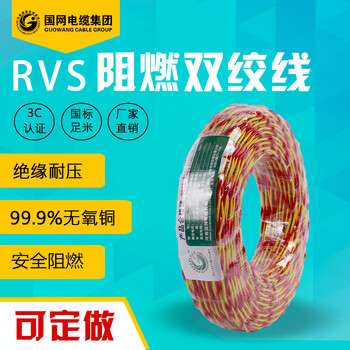 国网电线（Gowung）黄绿色RVS国标2芯0.75平方花线软铜双绞线