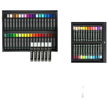 丹可林重彩油画棒diy生日套装儿童安全蜡笔彩色软性重彩棒入门中软油画棒美术蜡笔工具套装进阶二60色