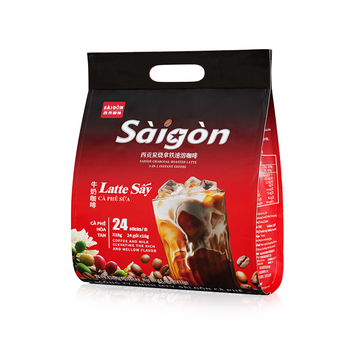 西贡三合一速溶牛奶咖啡炭烧拿铁咖啡432g 24条冲调饮品