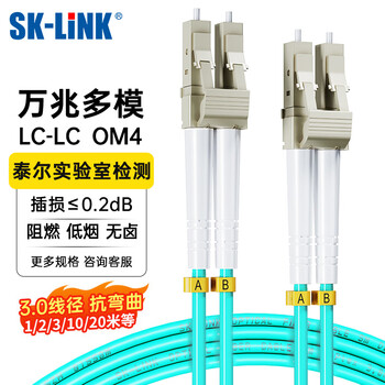SK-LINK 光纤跳线 LC-LC万兆多模OM4电信级双芯光纤线1米 LZSH低烟无卤 SK-TX100GMM-2LCLC1M