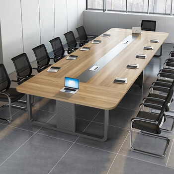圣黎长桌会议桌椅员工开会洽谈桌办公室会议桌长条桌2.4米桌+8把椅