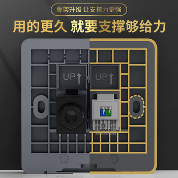 万级 网络面板八类 8类万兆免打网线插座 二位双口86型面板电脑电话网络墙壁插孔 1-148035灰 万级 网络面板八类 8类万兆免打网线插座 二位双口86型面板电脑电话网络墙壁插孔 1-148035灰