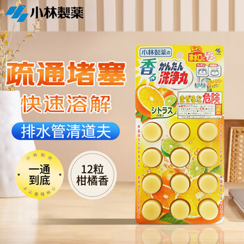 小林制药（KOBAYASHI）排水管清道夫（柑橘香）12粒日本进口下水道地漏去垢除管道疏通剂