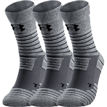 安德玛（Under Armour）篮球袜 运动袜子男女 跑步羽毛球袜吸汗防臭中筒棉袜灰色L码