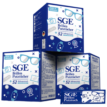可茵慈SGE一次性眼镜清洁湿巾52片*3盒装德国原装进口眼镜布屏幕清洁纸