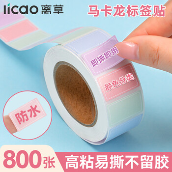 离草800枚标签贴纸便利贴姓名贴便签纸不干胶自粘性标贴手写彩色分类贴小标签标识贴马卡龙