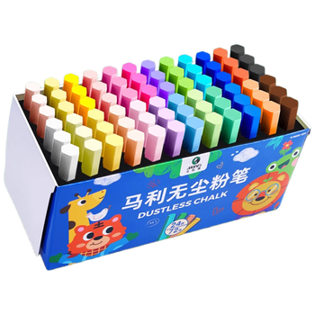 马利无尘粉笔无毒彩色儿童黑板报专用鲜艳不脏手白色水溶性家用教学六角黑板粉笔显色可擦12色120支