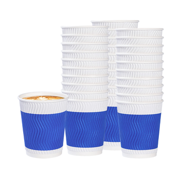 特美居咖啡杯一次性杯子纸杯加厚高端三层瓦楞杯280ml60只水杯不带盖