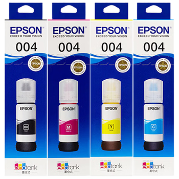 爱普生(EPSON)004原装墨水套装 适用L3251 3253 3256 3258 3255 3151 3153 3218 3219 004BK/C/M/Y 四色套盒