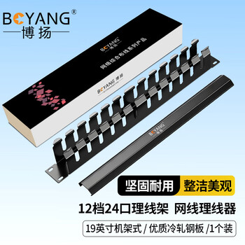 博扬（BOYANG）高款12档24口理线架 网线理线器19英寸机架式机柜网络跳线光纤跳线尾纤整理架管理器 BY-LXJ-24