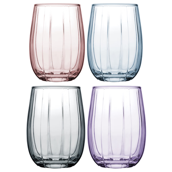 帕莎帕琦进口玻璃杯啤酒杯开水杯子可爱彩色透明茶杯果汁杯380ML4色4只