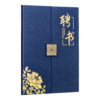 DSB（迪士比）12k珠光纹三折页聘书 任命书聘书外壳公司员工颁奖证书 蓝色5本装【附10张内芯】050878