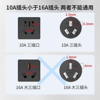 广昌兴（G.C.X）国标3C认证 10a三插头转16a三孔C19 服务器主机电源线 3*1.5平方 1.8米 PDU大功率UPS插头口连接线