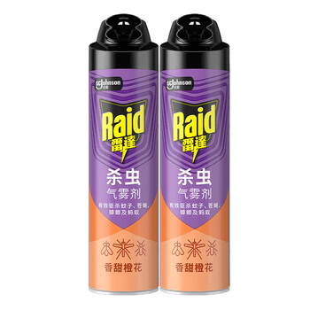 雷达（Raid）杀虫剂喷雾 550ml*2瓶 香甜橙花香型家用室内杀蟑 杀虫气雾剂