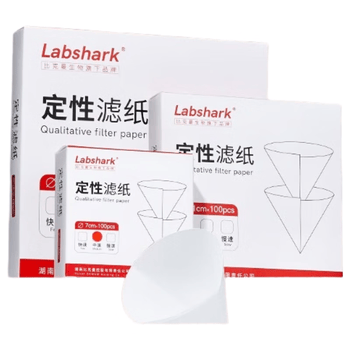 LABSHARK 定性滤纸实验室快速圆形过滤纸化学分析工业检测机油测试纸 【18cm】快速 100张/盒