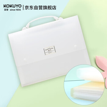 国誉(KOKUYO)A4手提式风琴包淡彩曲奇文件夹12层13袋透明1个WSG-DFC130T3C数码全网低价