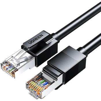 绿联六类屏蔽网线 CAT6类千兆网络连接线 工程家用电脑宽带8芯双绞抗干扰成品跳线 黑3米55173
