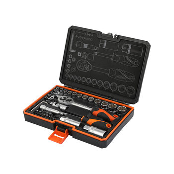 KENDO肯多乐棘轮套筒扳手组套套管汽修维修修车工具箱45件套套筒组套