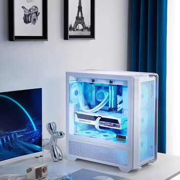 骨伽 乘风MX600 全塔台式玻璃侧透机箱 支持E-ATX主板竖装显卡360水冷/网孔面板 白