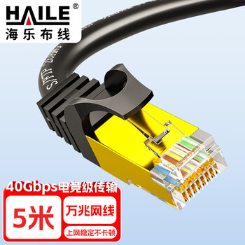 HAILE海乐 八类纯铜网线 Cat8类万兆网络双屏蔽连接线 游戏电竞5米  HT-548-5M