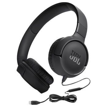 JBLTUNE520C 全新升级 Type-C接口头戴式有线耳机 高保真Hi-Res认证 线控带麦低音音乐耳机 黑色