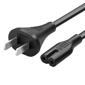 绿联国标两插八字尾连接线双孔 适用Apple TV/P4/5/Mac Mini/打印机/数码相机/音响电源线2米40314