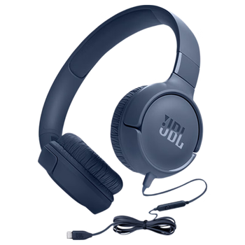 JBLTUNE520C 全新升级 Type-C接口头戴式有线耳机 高保真Hi-Res认证 线控带麦低音音乐耳机 蓝色