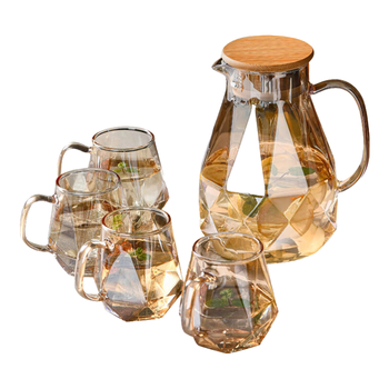 唯铭诺水杯套装玻璃杯耐高温冷水壶晾水壶养生花茶壶茶杯一壶四杯1.8L