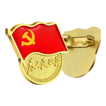 欧唛（oumai）【不褪色】镀金标准党徽新党员徽章胸章别针磁铁双磁扣强磁党徽 标准别针款 50枚装