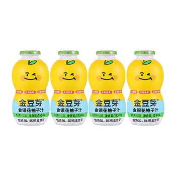 金豆芽儿童金银花柚子汁155ml*4瓶便携宝宝饮料瓶装果汁西柚汁