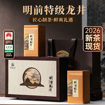 西湖江南2026新绿茶龙井茶叶礼盒装明前特级茶送老人礼物高端父母长辈250g