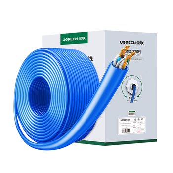 绿联六类千兆工程网线【0.57±0.008mm纯铜芯】CAT6类非屏蔽双绞线 家装网络POE监控箱线200米 90234